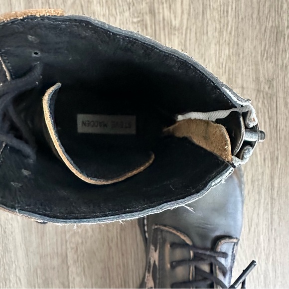 Steve Madden Leather Leopard Studded Moto Combat Boots EUC - Picture 9 of 16